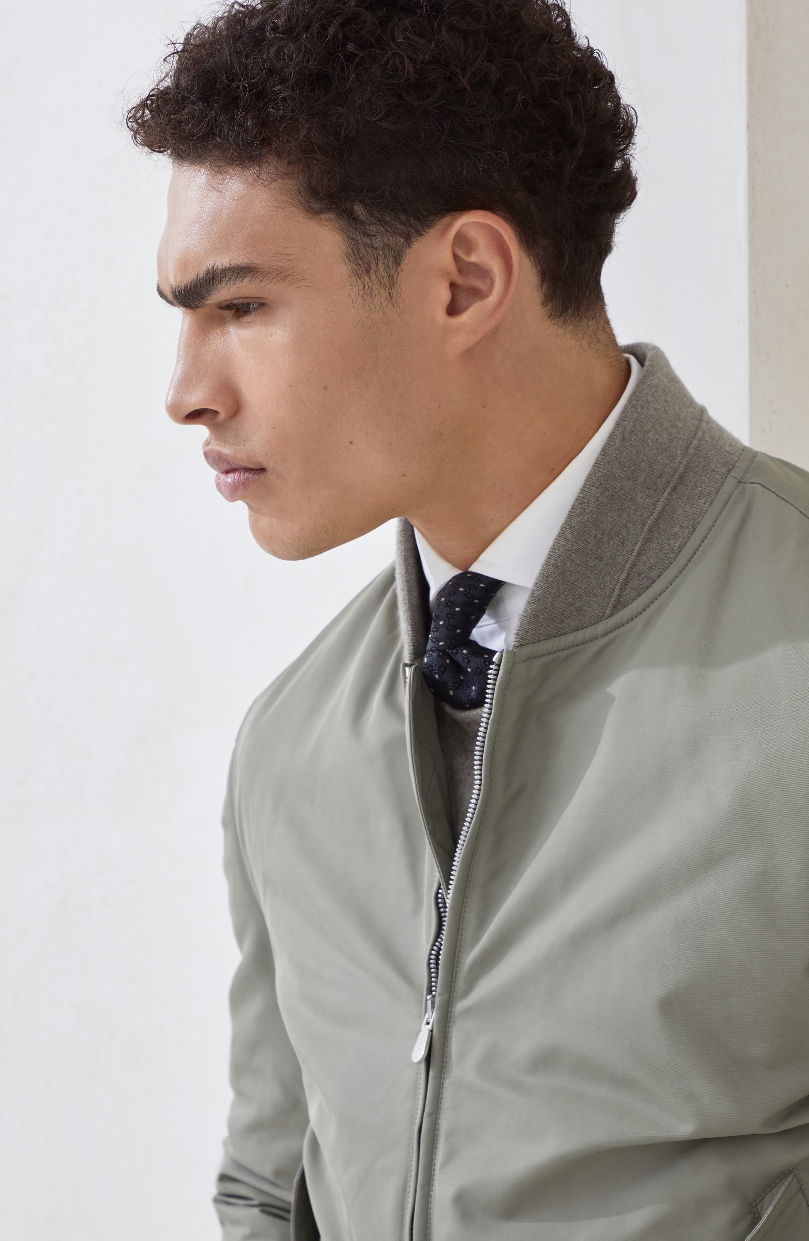 Brunello Cucinelli Bomber jacket with padding in Khaki at Nordstrom - 4