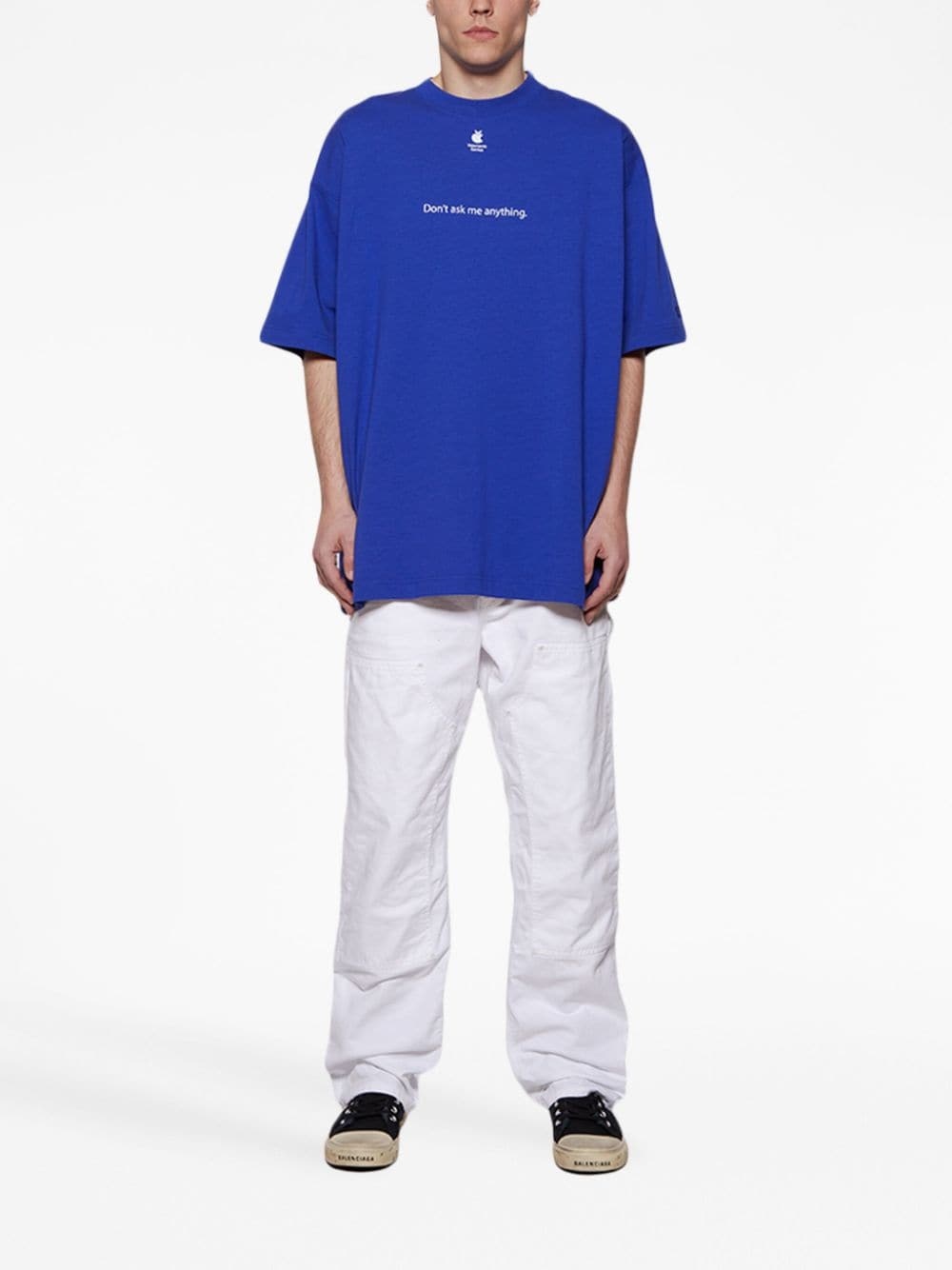 x Apple slogan-print cotton T-shirt - 2