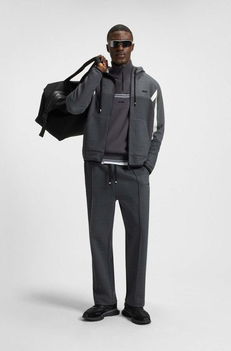 BOSS REGULAR-FIT ZIP-UP HOODIE IN QUILTED JACQUARD outlook