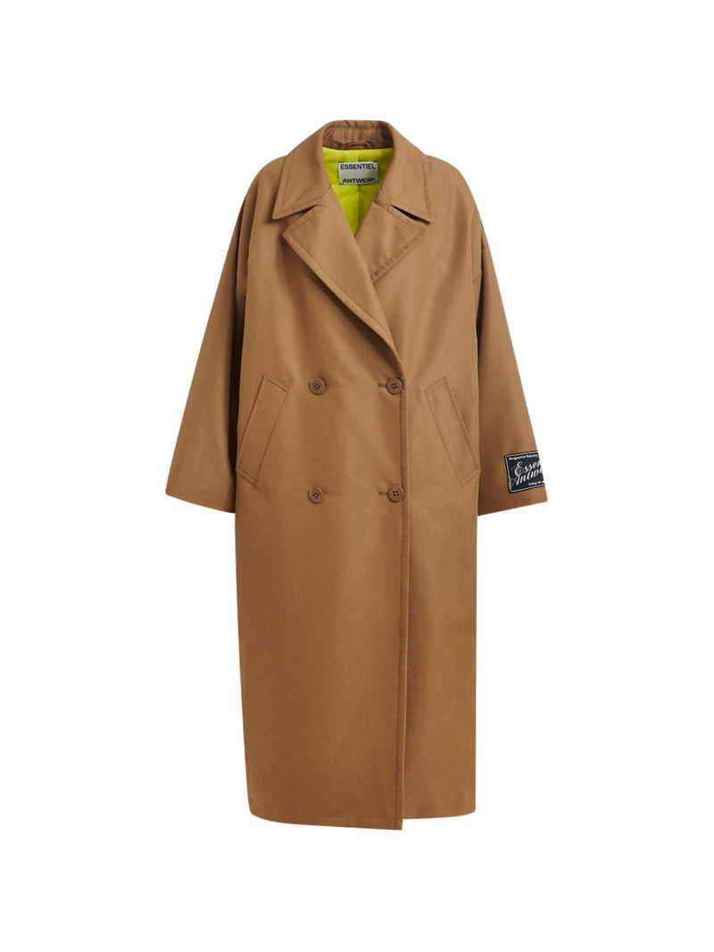 logo-patch double-breasted coat 1