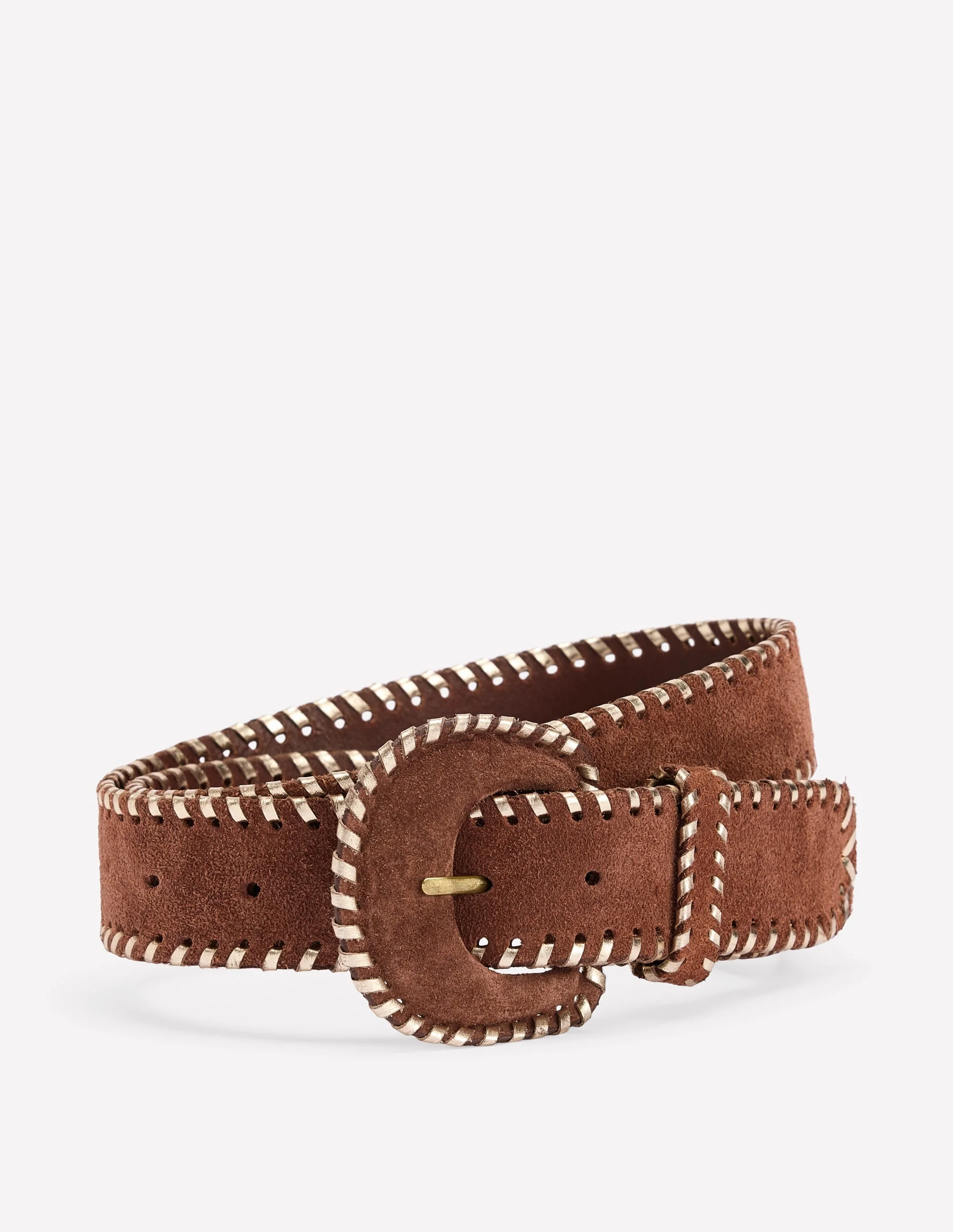 Covered Whipstitch Belt-Tan - 1