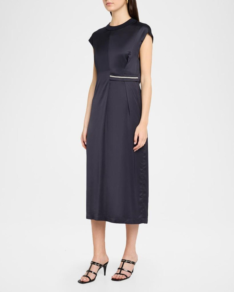 Gathered Cap-Sleeve Midi Dress 4