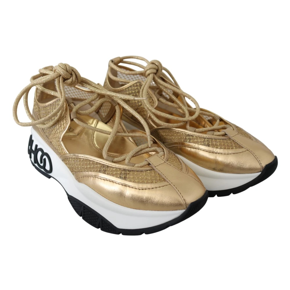 GOLDEN GLAMOUR MESH LEATHER SNEAKERS - 2
