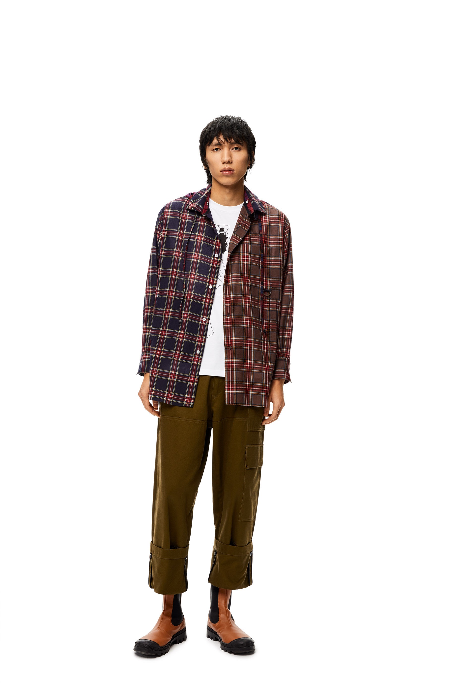 Hooded check overshirt in wool - 2