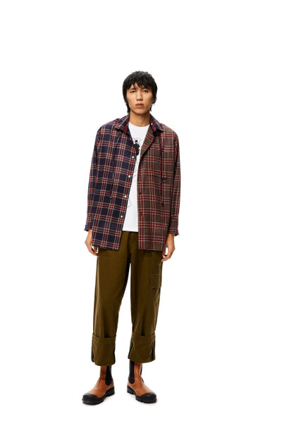 Loewe Hooded check overshirt in wool outlook