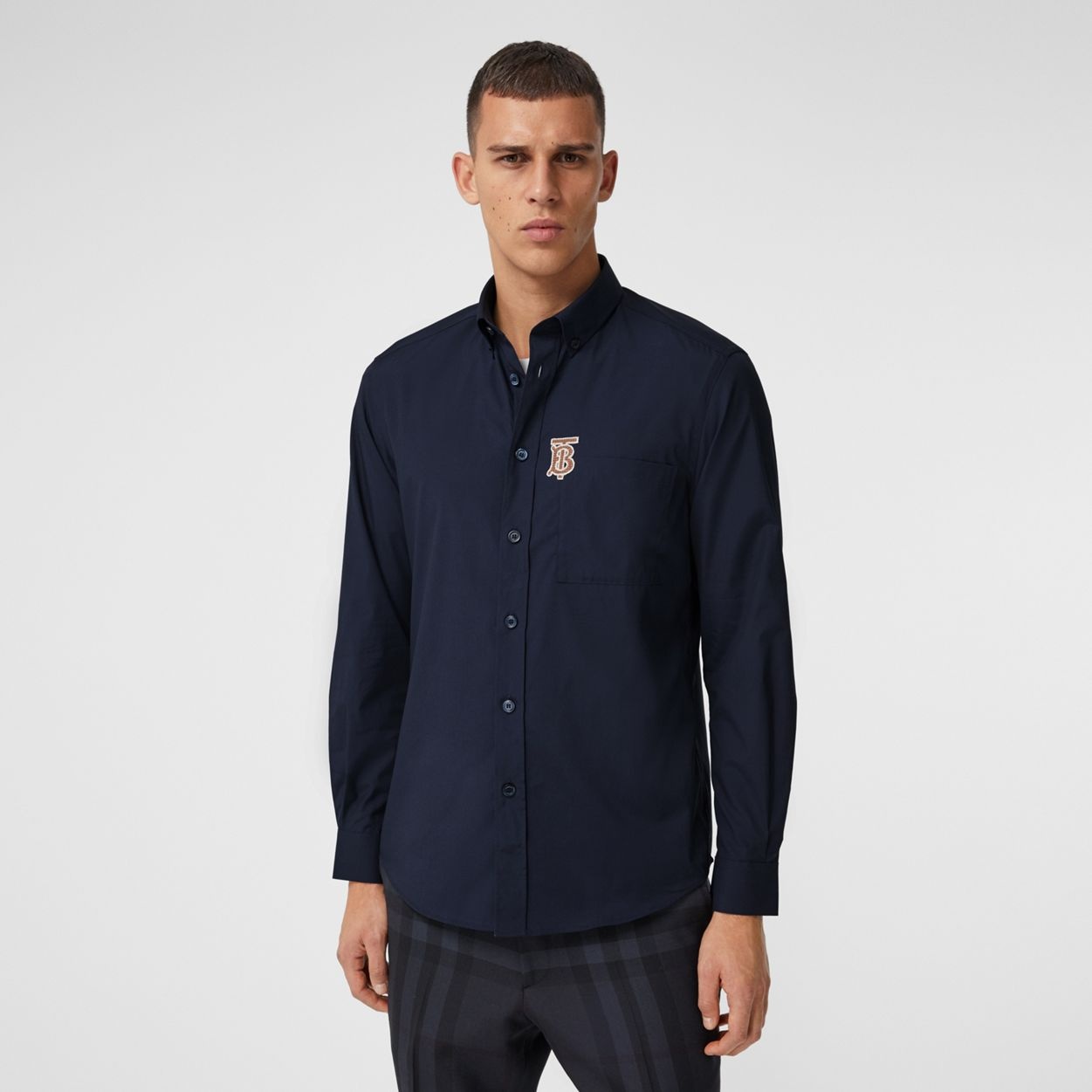 Monogrom Motif Stretch Cotton Poplin Shirt - 2