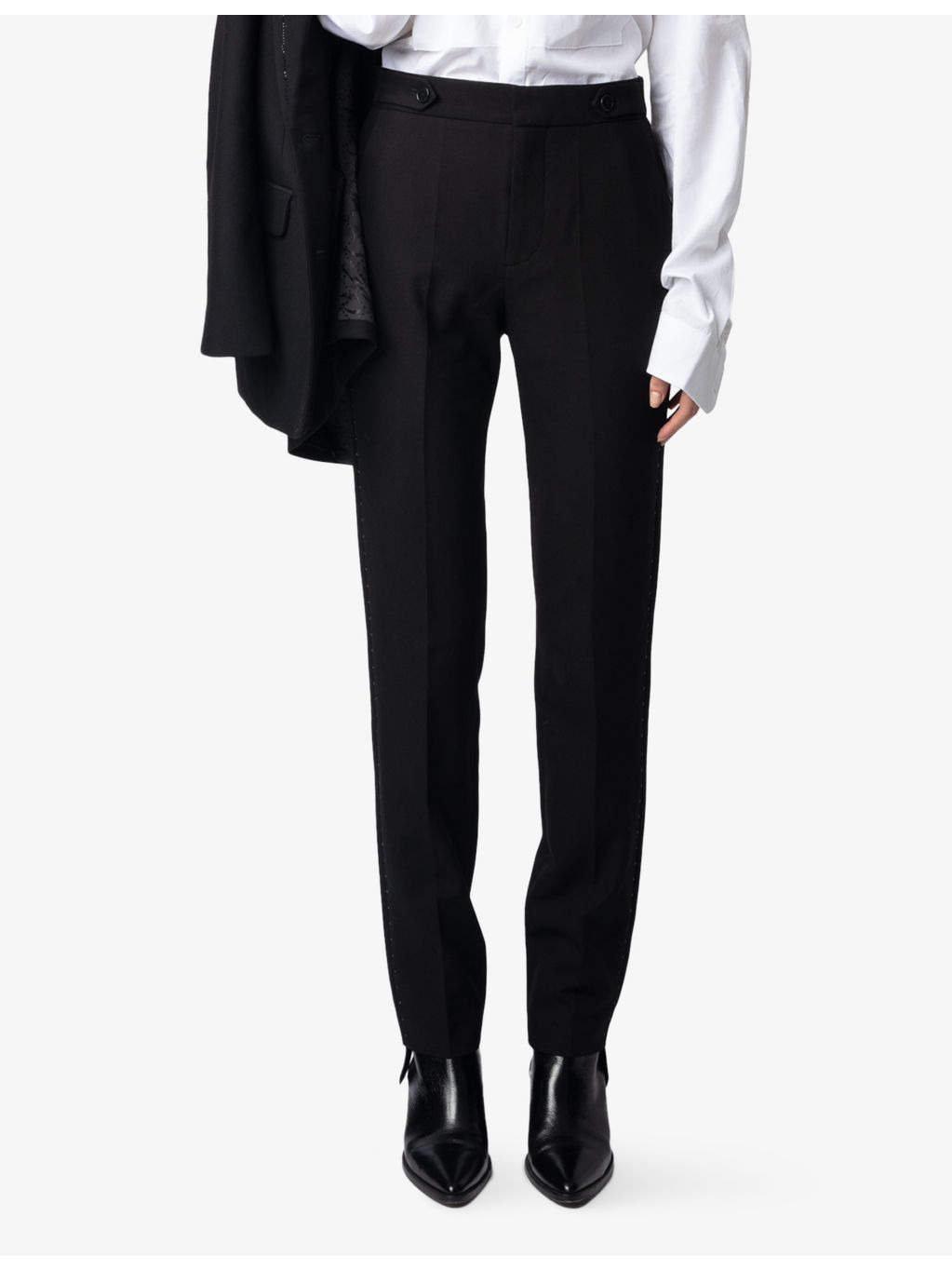 Panny rhinestone-embellished straight-leg stretch-woven trousers - 3