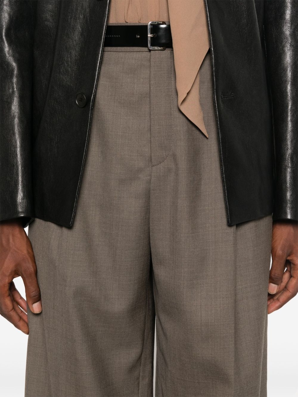 wide-leg wool trousers - 5