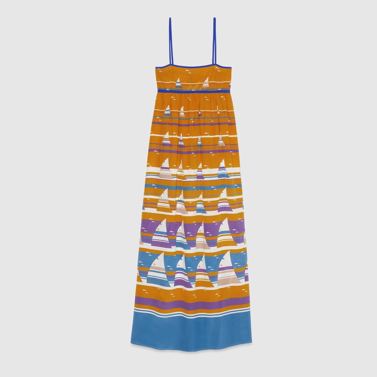 Striped boat print silk dress - 1