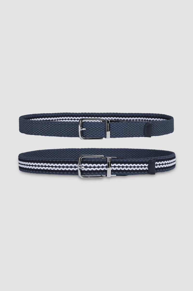STRIPED ELASTIC BELT WITH LEATHER TRIMS 3