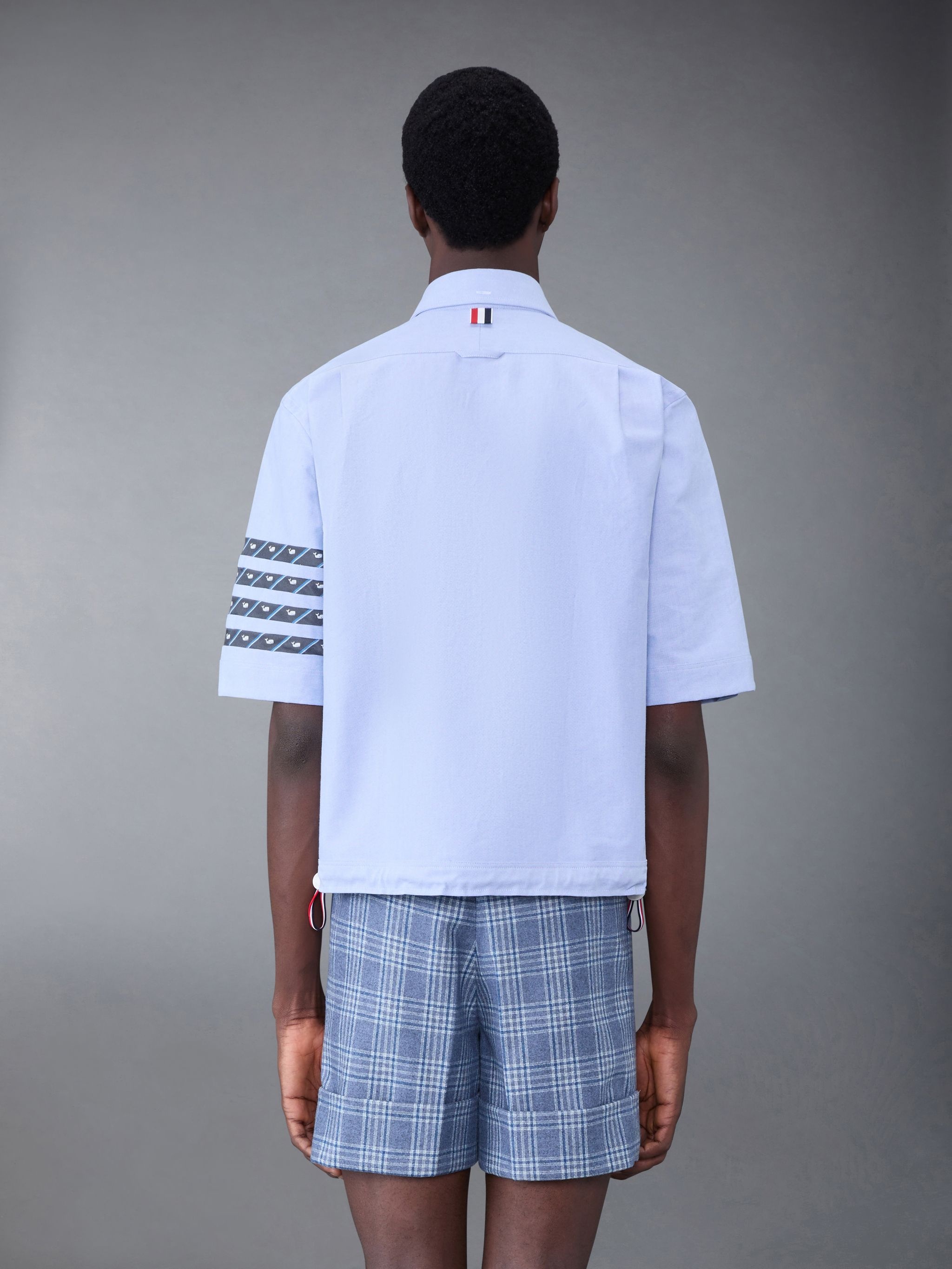 Whale Icon Stripe Drawcord Hem 4-Bar Short Sleeve Shirt - 2