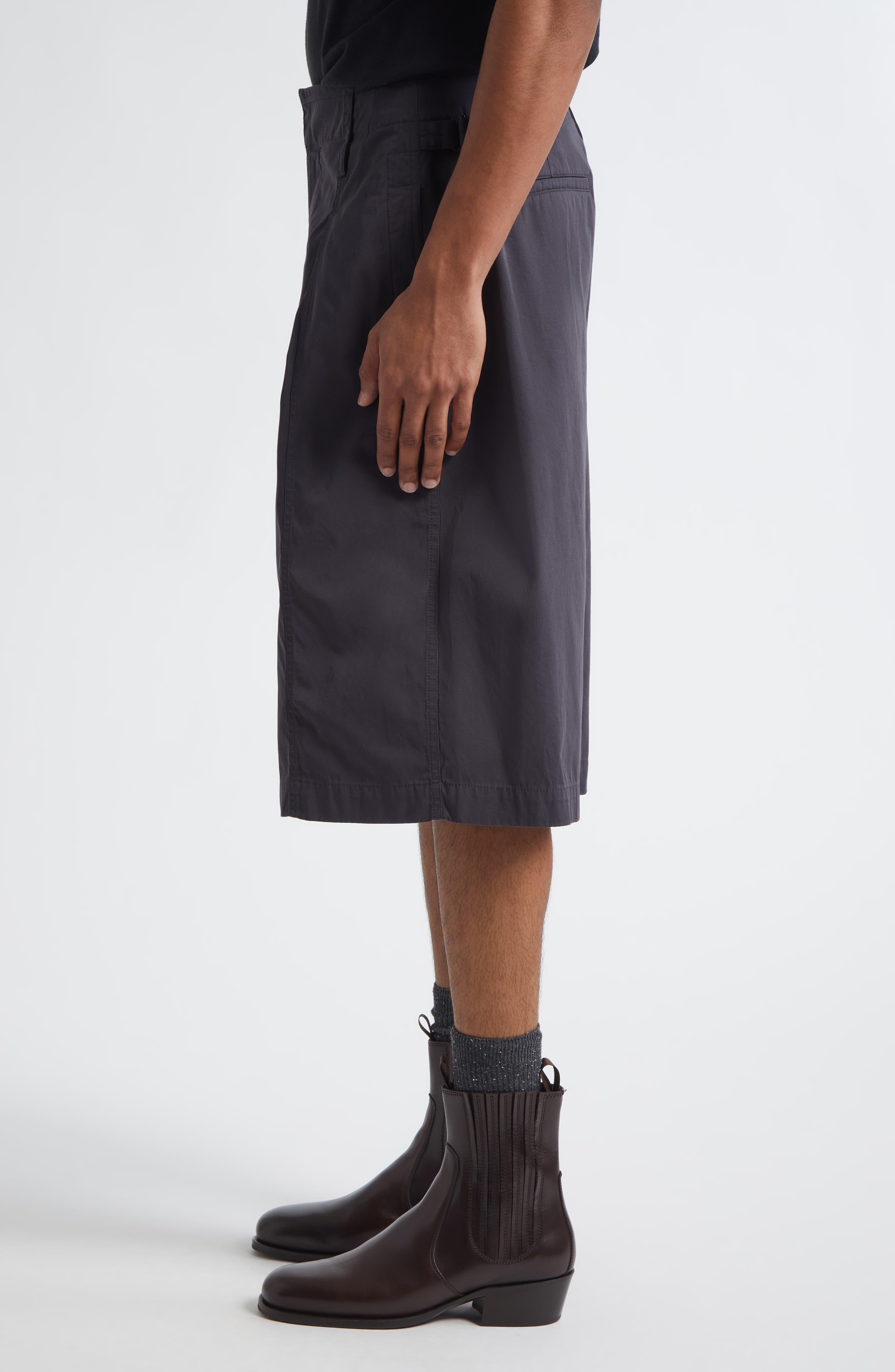 Lemaire Maxi Pleated Bermuda Shorts in Charcoal at Nordstrom - 3