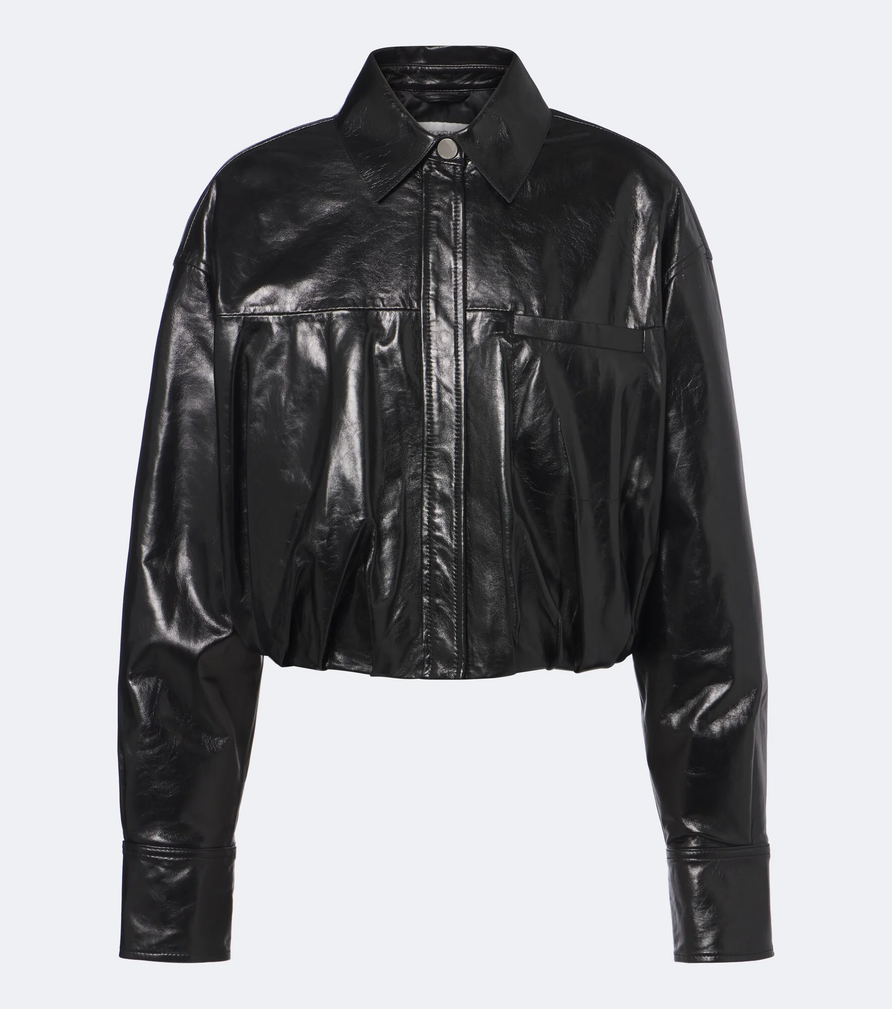 Cropped leather jacket - 1