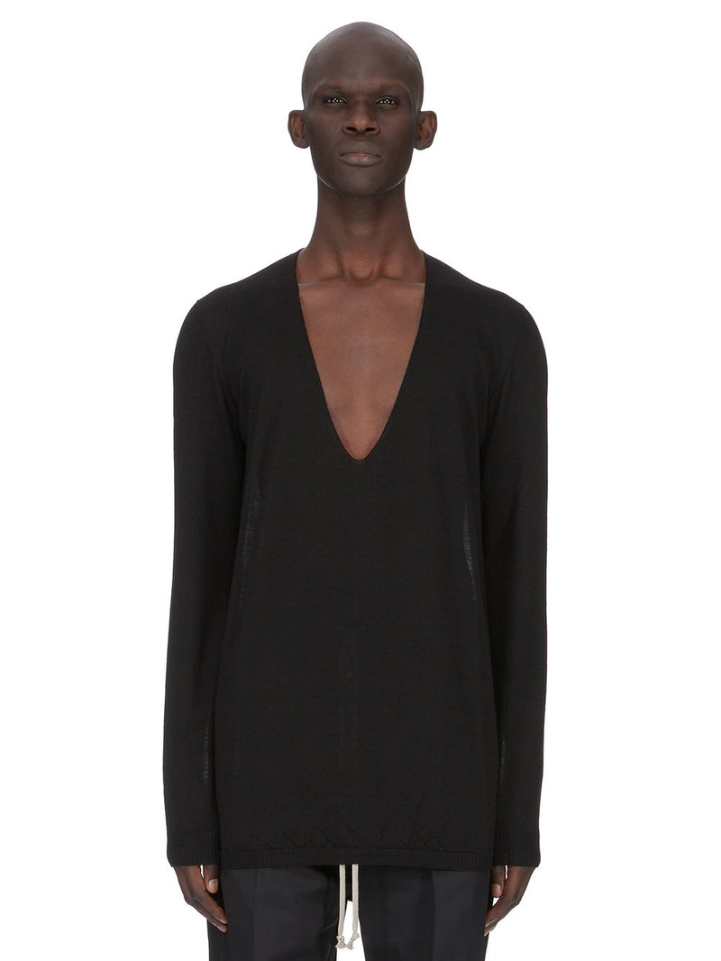 Black Temple Oversized Extreme V-Neck Sweater 1