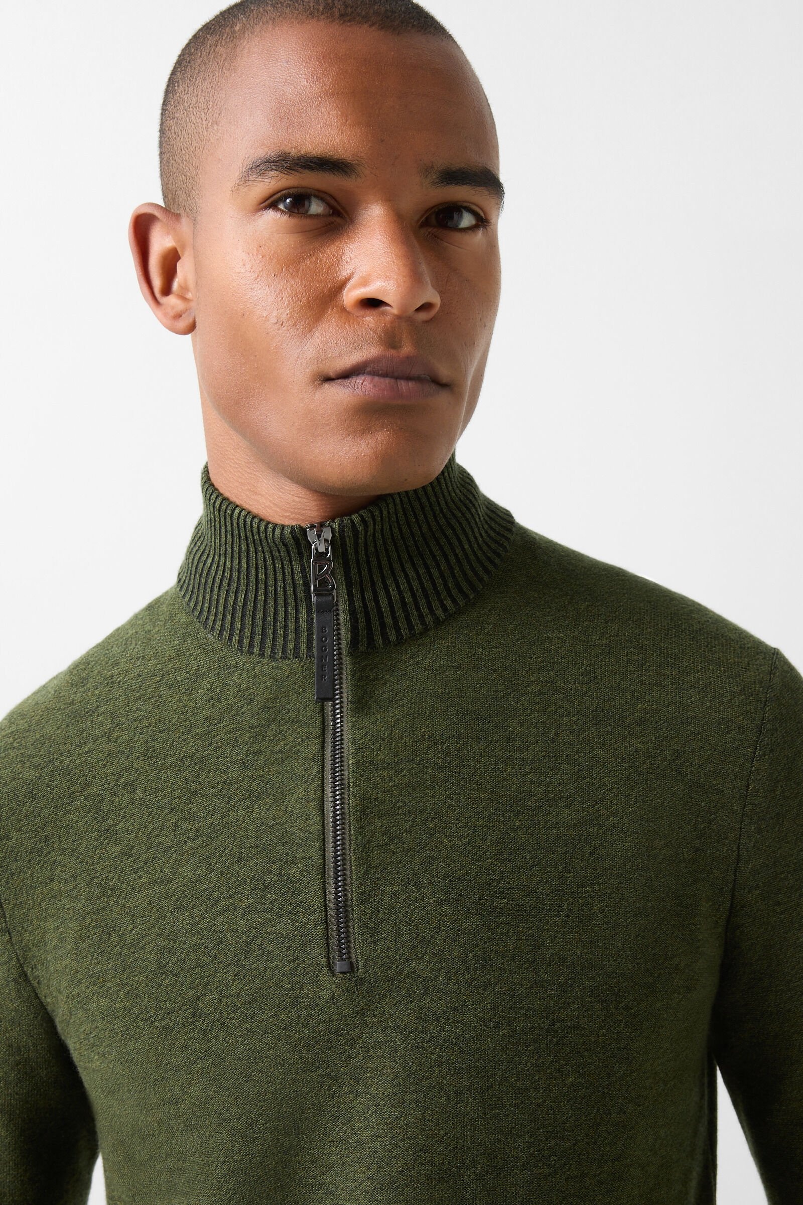 Lias half-zippered sweater in Olive green - 4