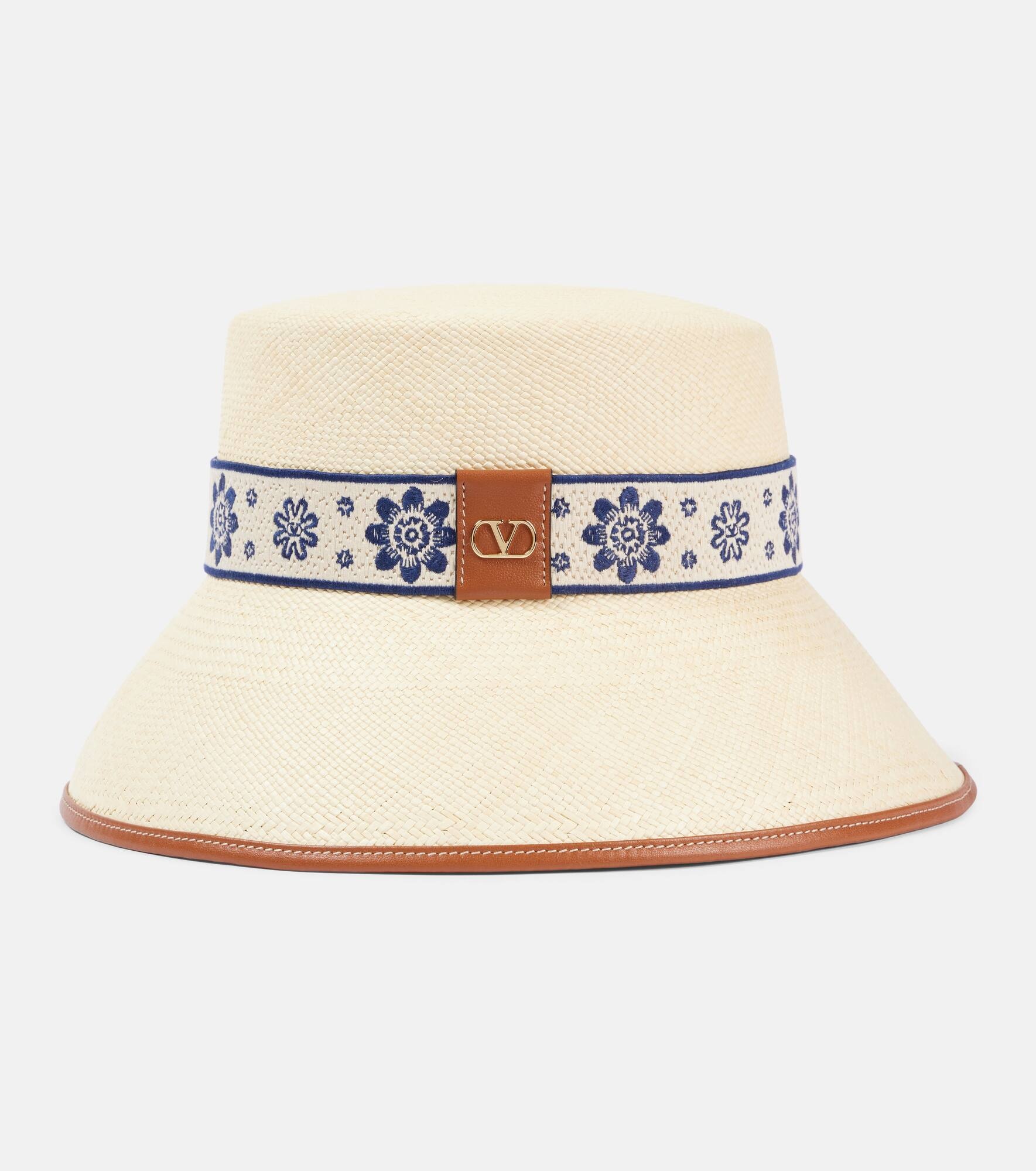 Antibes VLogo straw bucket hat - 1