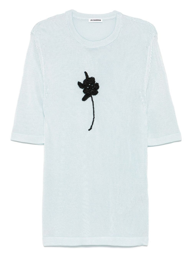 crochet-flower knit T-shirt 1