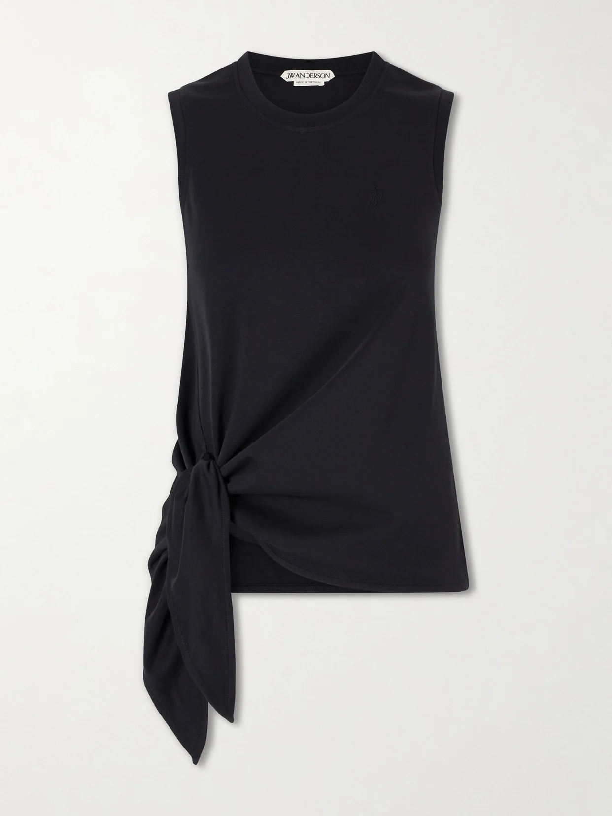 Tie-detailed Logo-embroidered Cotton-jersey Tank - 1