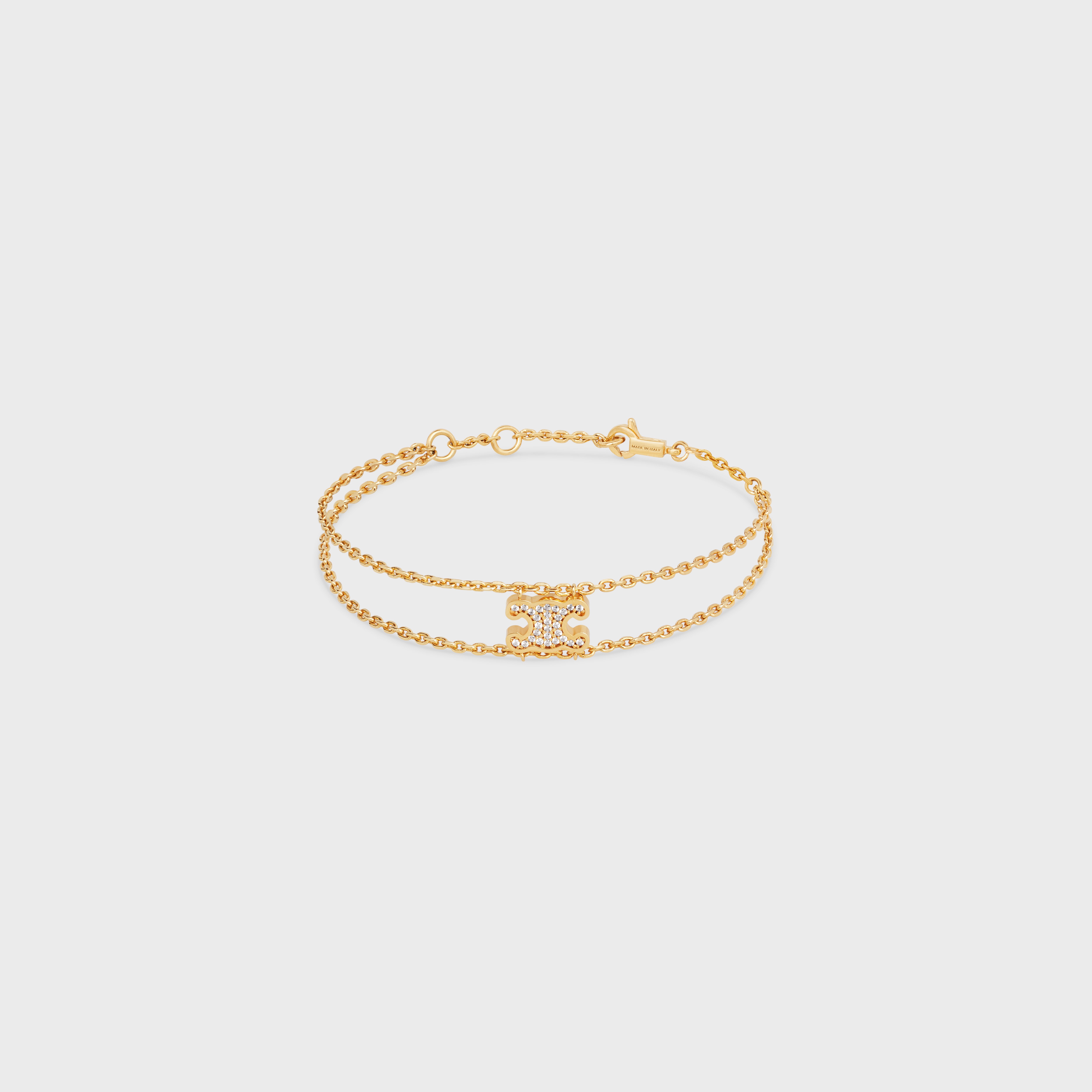 Triomphe Rhinestone Suspended Bracelet in Brass with Gold Finish and Crystals - 1