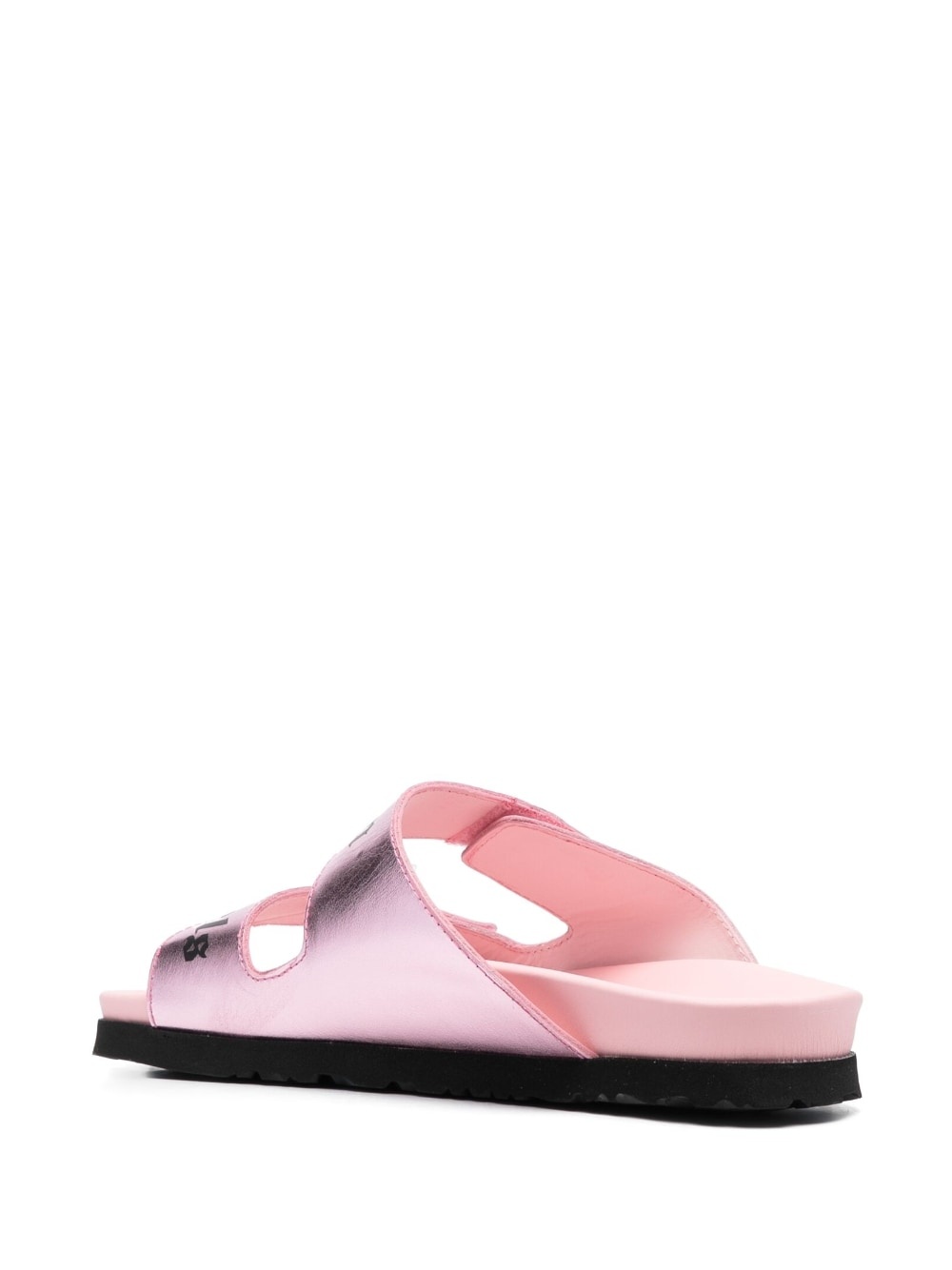logo-print leather flat sandals - 3