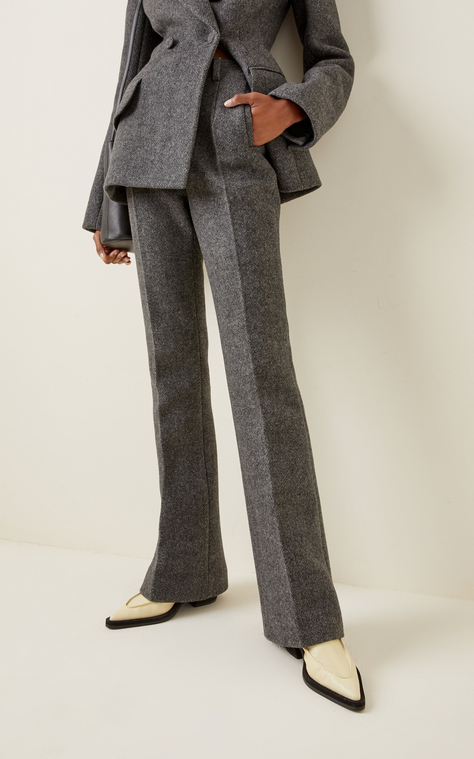 Amelie Wool Flared-Leg Trousers grey - 3