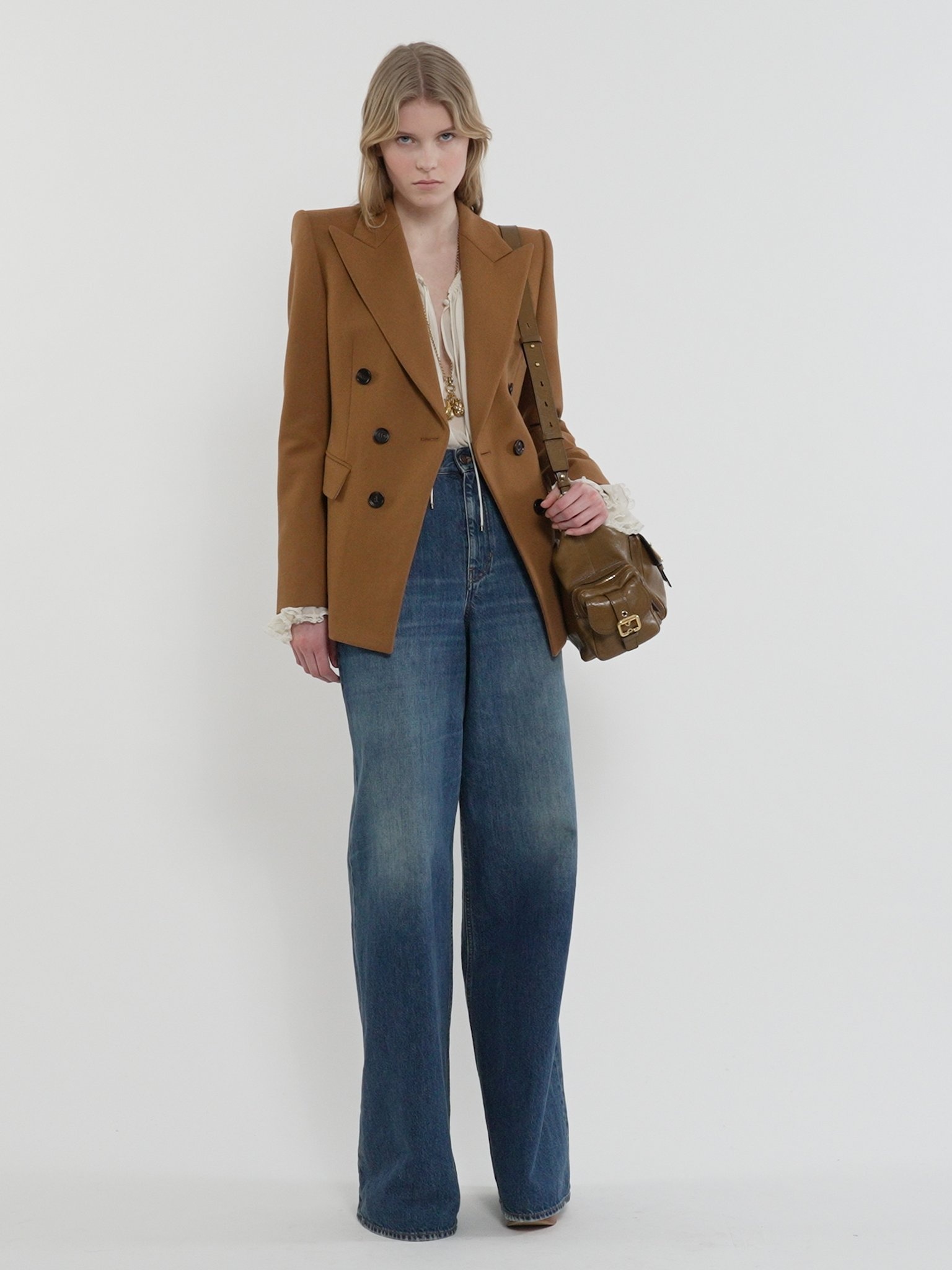 DOUBLE-BREASTED JACKET IN FLANNEL WOOL - 5