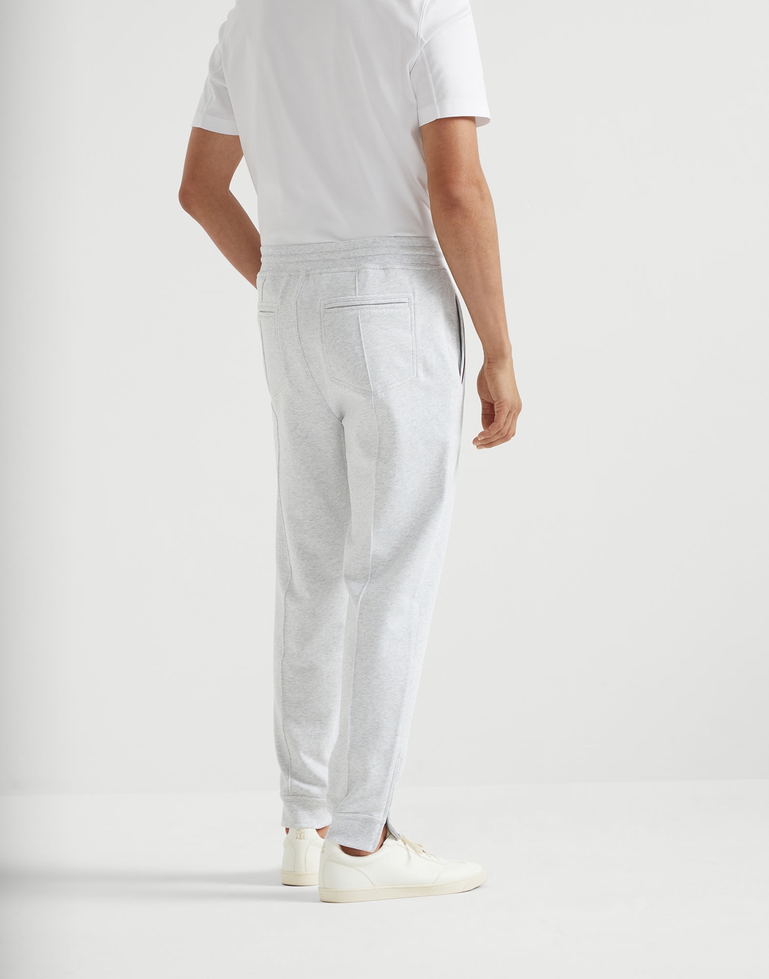 Techno cotton French terry trousers with elasticated zipper cuffs, Crête detail and piping - 2