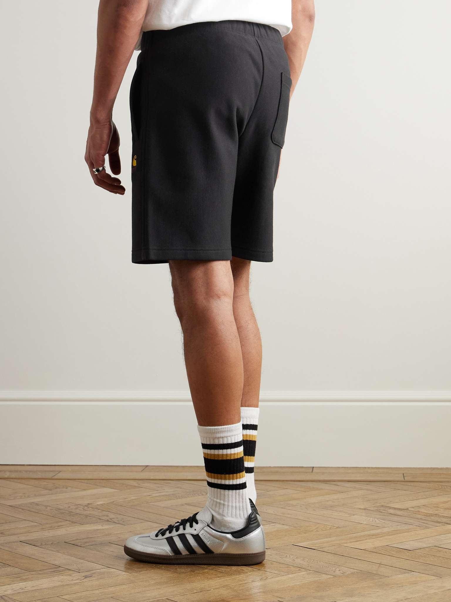American Script Logo-Embroidered Cotton-Blend Jersey Drawstring Shorts - 4