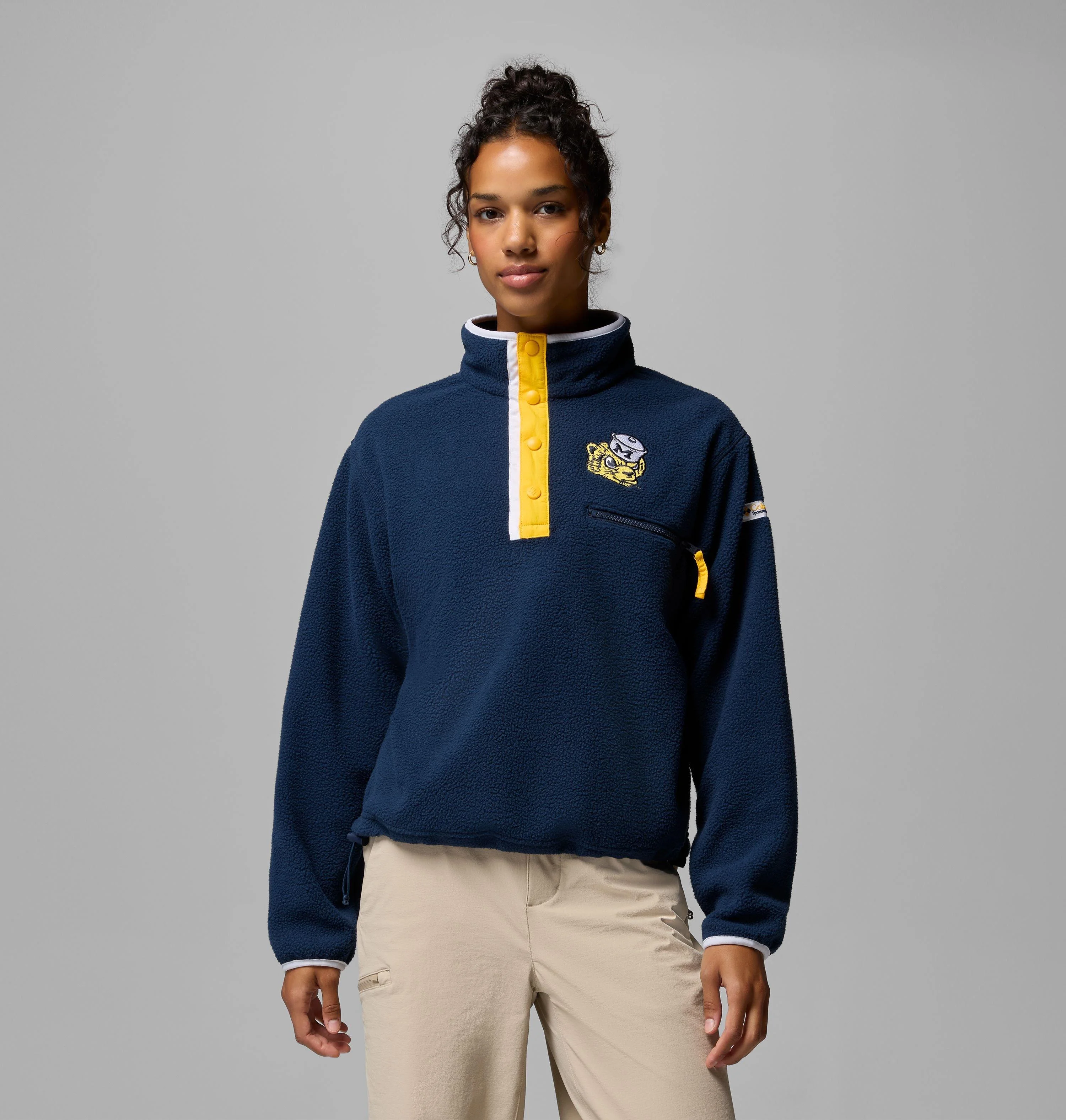 Women's Collegiate Helvetia Cropped Half Snap Fleece - Michigan - 1