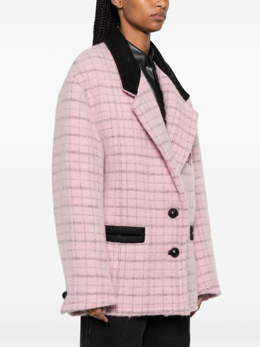 floral-embroidery virgin wool-blend coat - 3