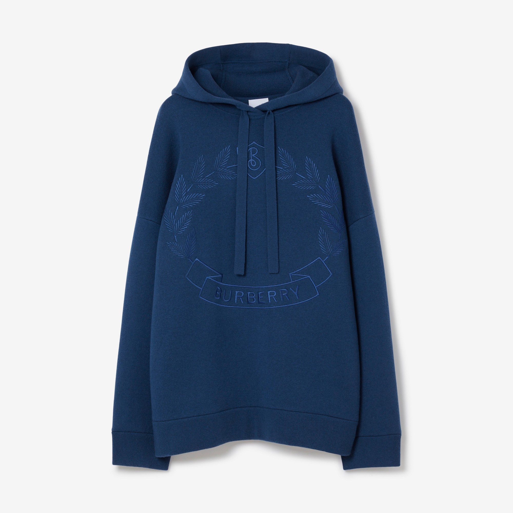 Embroidered Oak Leaf Crest Oversized Hoodie - 1