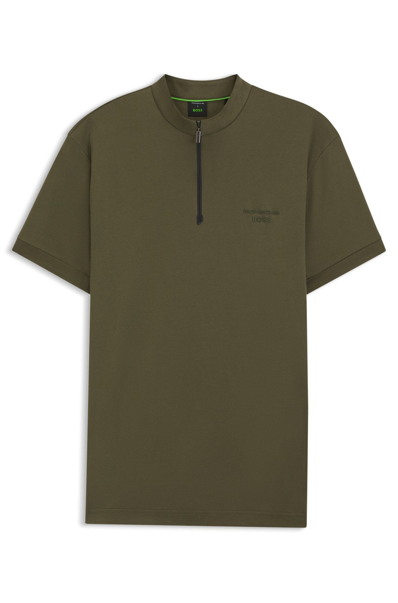 PORSCHE X BOSS ZIPPER-NECK POLO SHIRT IN COTTON 1