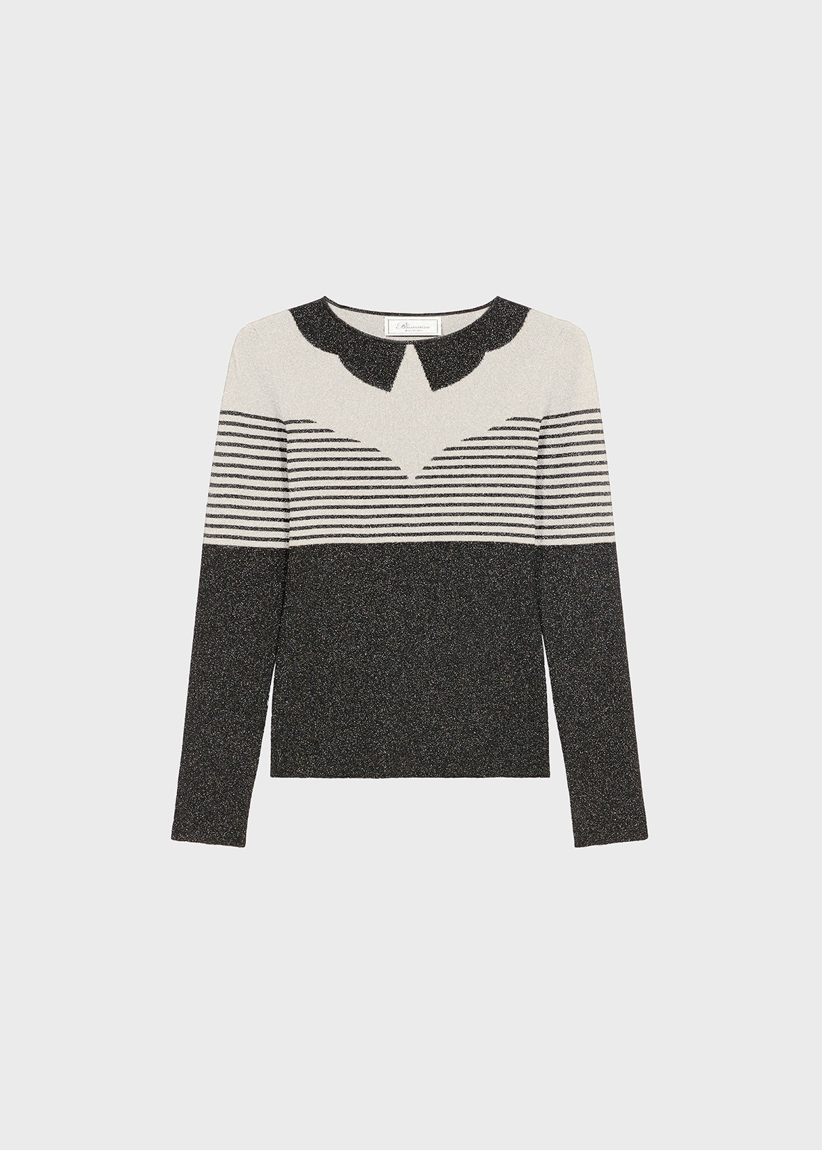 LUREX SWEATER WITH TROMPE L'ŒIL MOTIF - 1