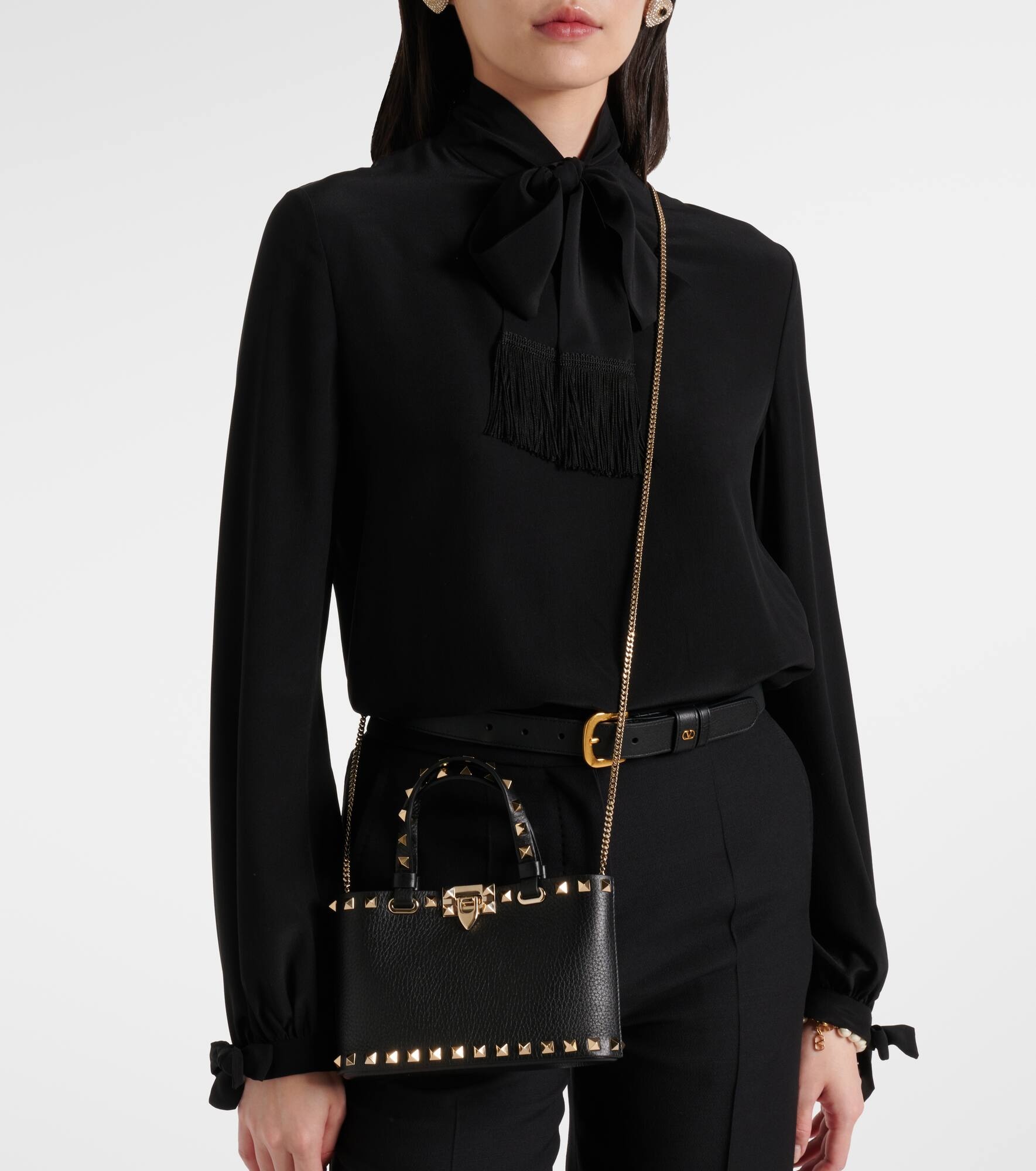 Rockstud leather tote bag - 7