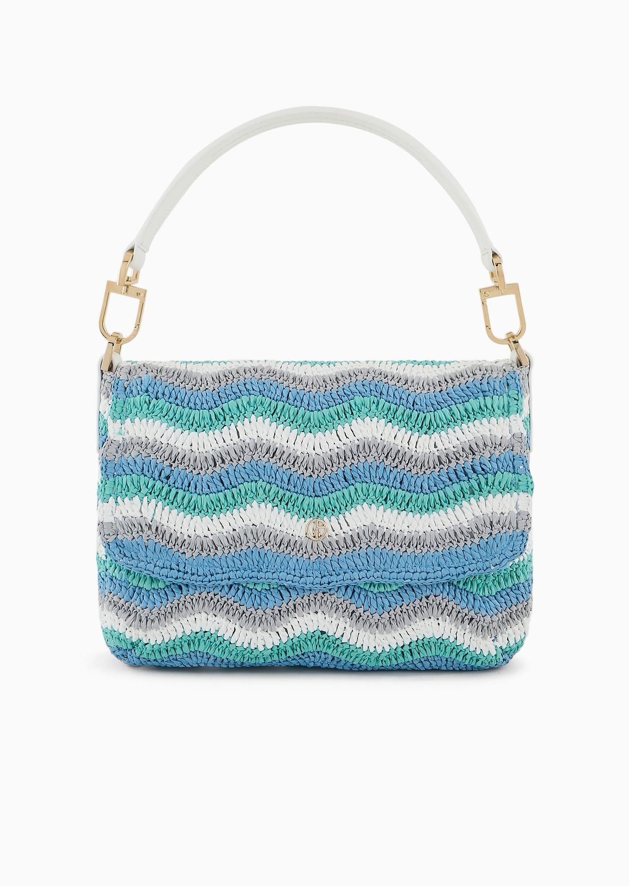 La Prima Soft small baguette bag in woven fabric and leather - 1