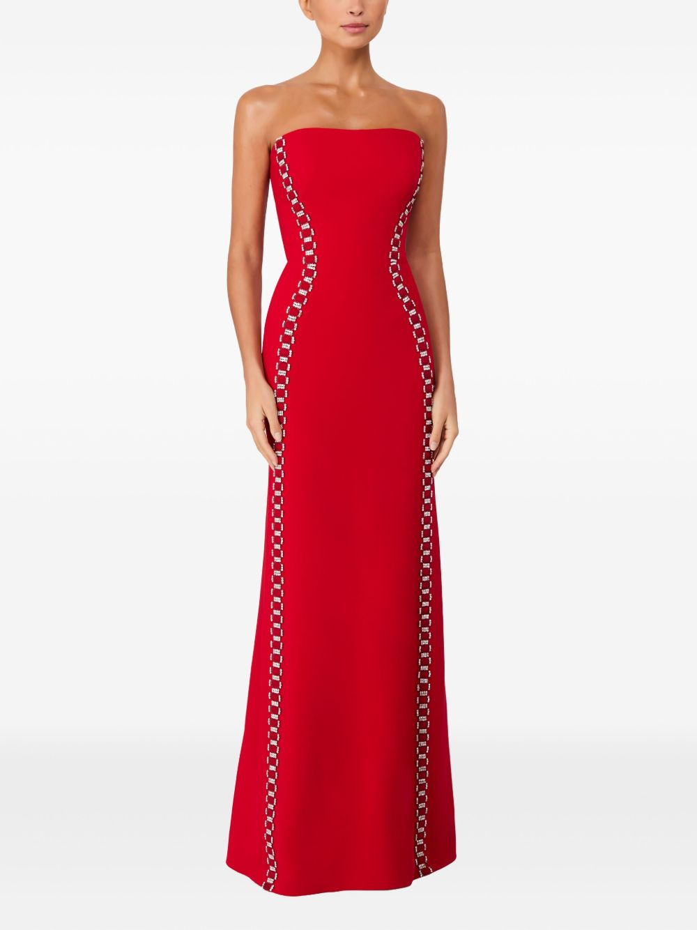 crystal-embellished strapless maxi dress - 2