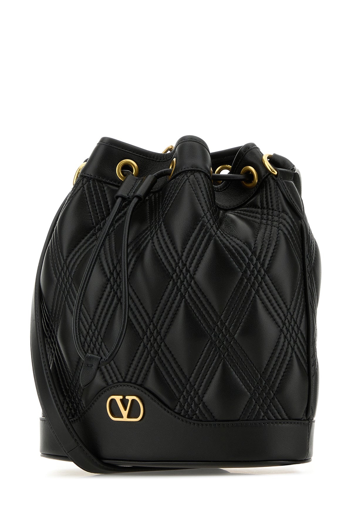 Black nappa leather Quiltie bucket bag - 2