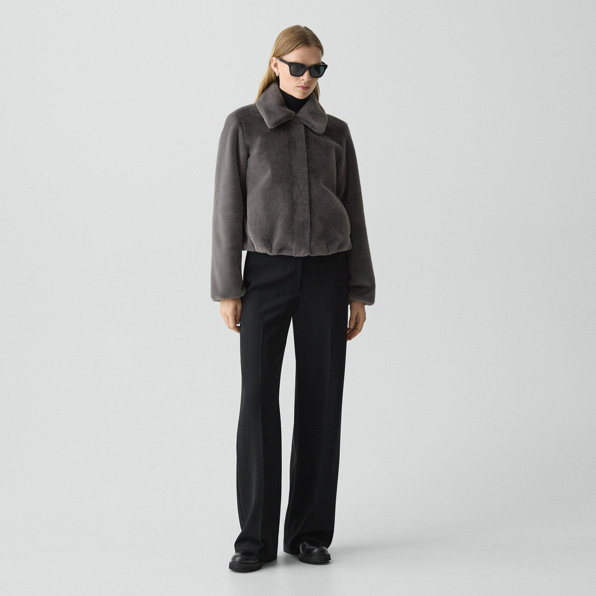 Collared Jacket in Faux Fur - 6