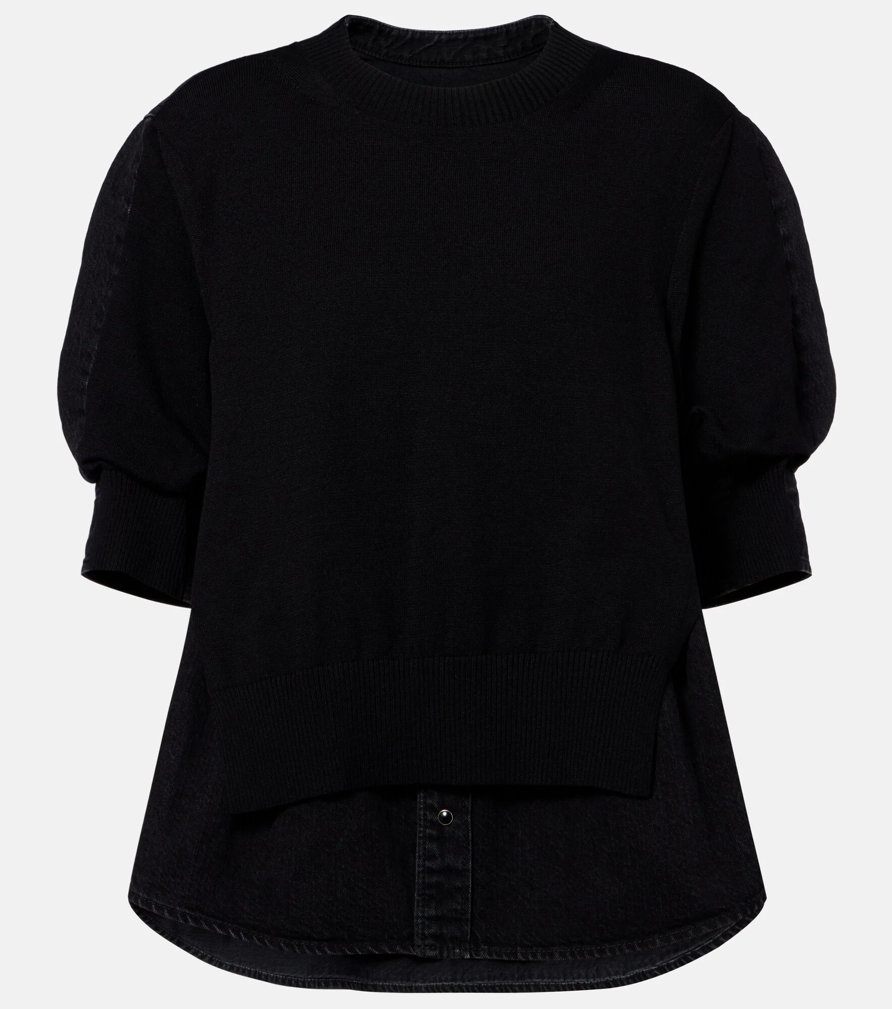 Layered cotton-blend sweater - 1