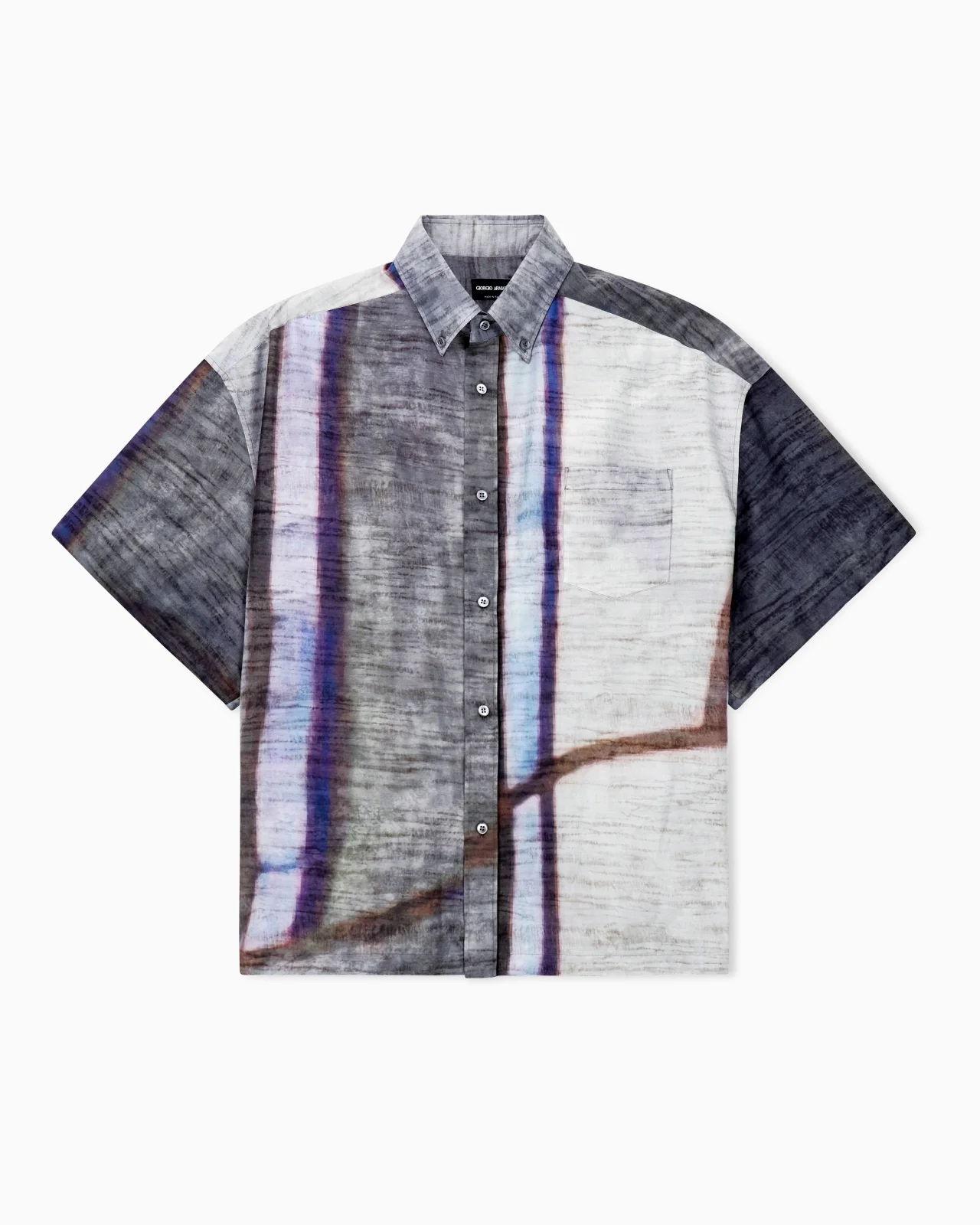 PRINTED COTTON AND SILK SHORT-SLEEVED SHIRT - 1