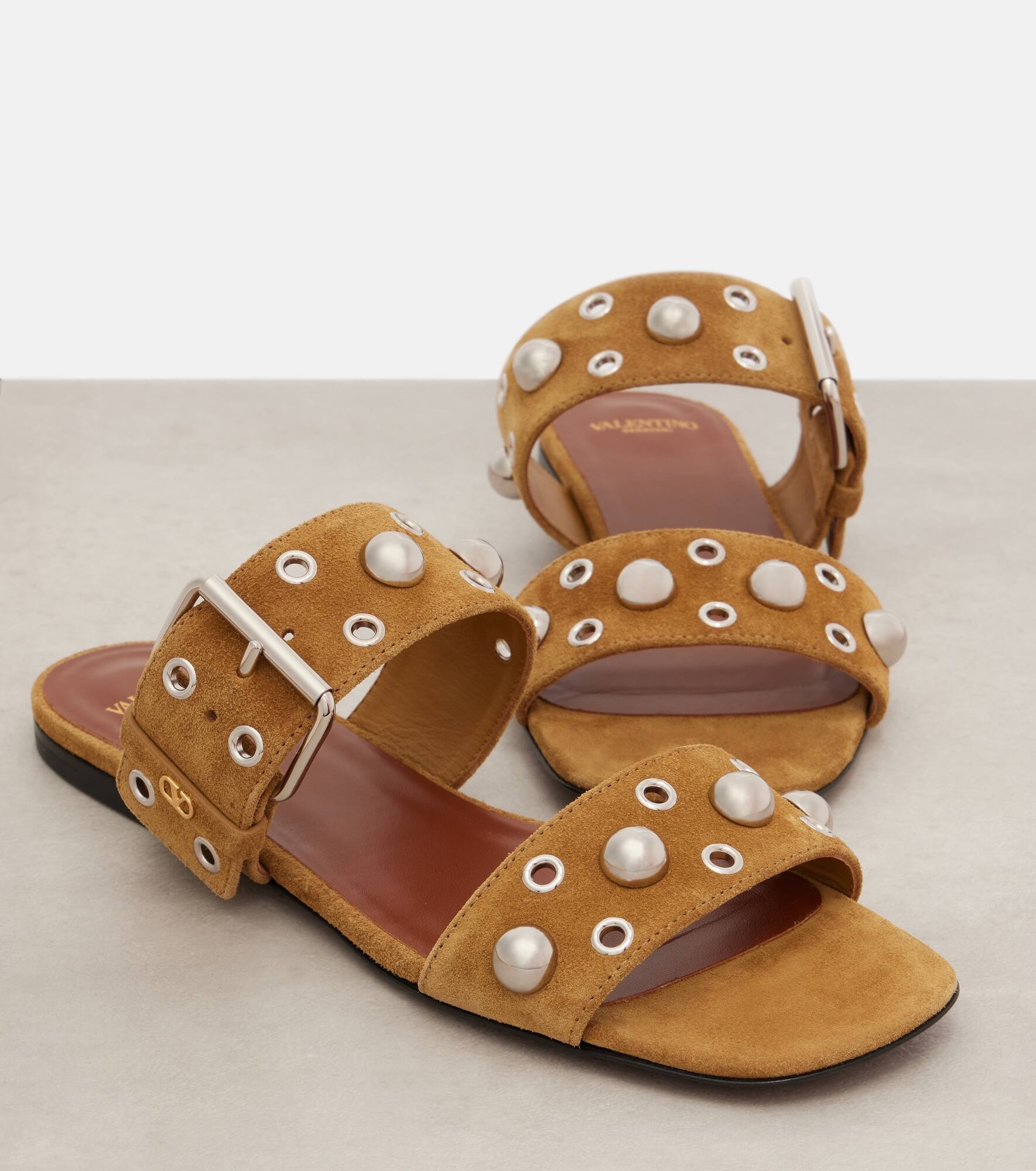 Nellcôte studded suede slides - 5