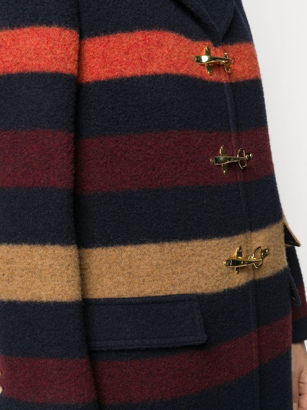 stripe-detail buckle coat - 5