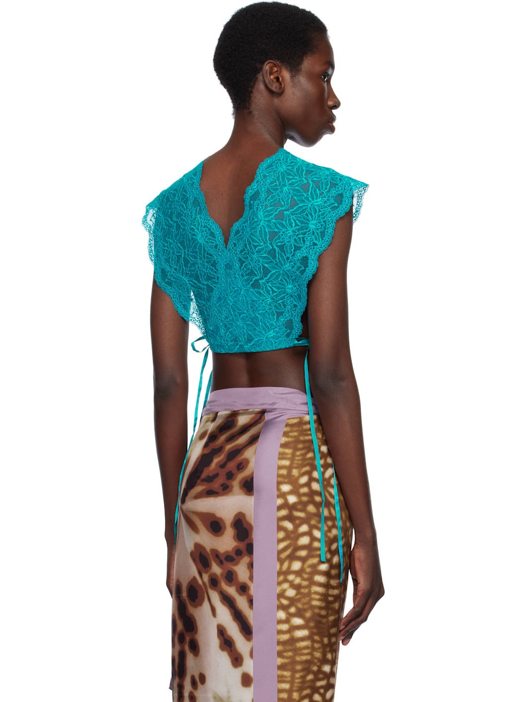 Blue Lace Crop Top - 3