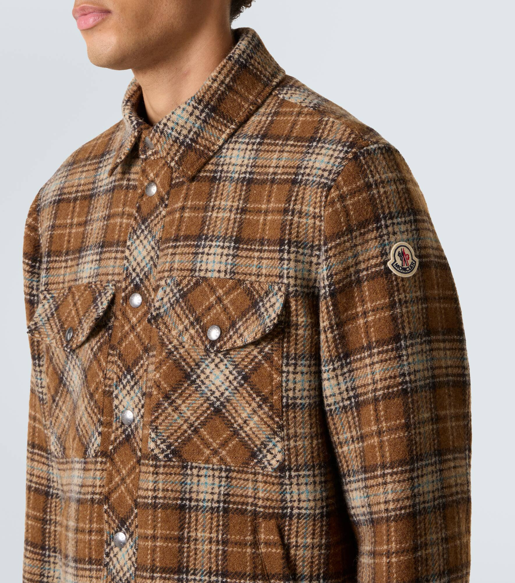 Checked virgin wool overshirt - 5