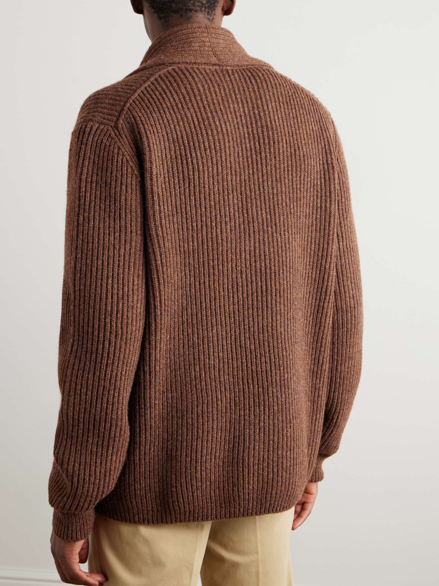 Shawl-Collar Ribbed Wool Cardigan - 3