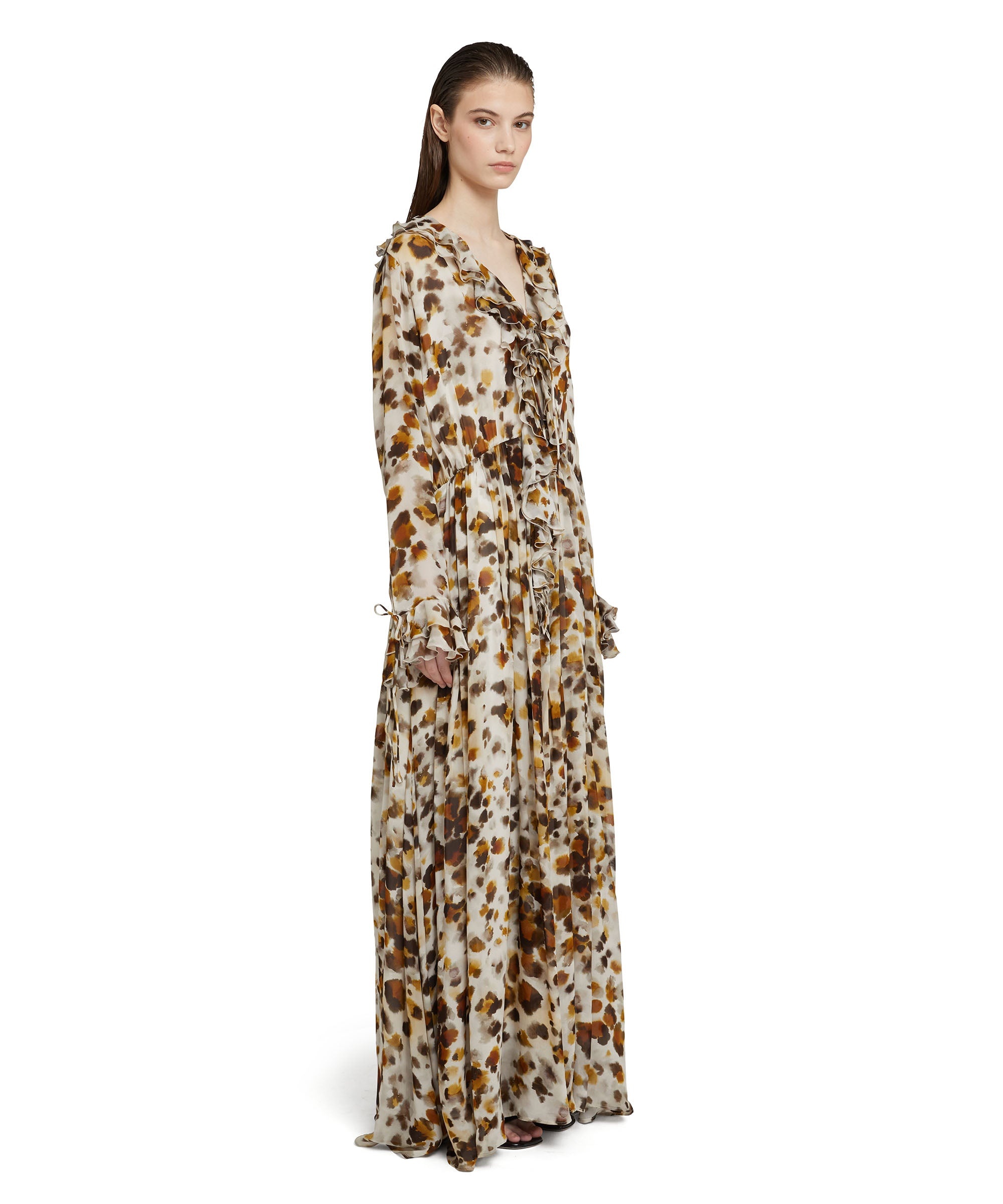 Long ruffled dress with georgette print - 4