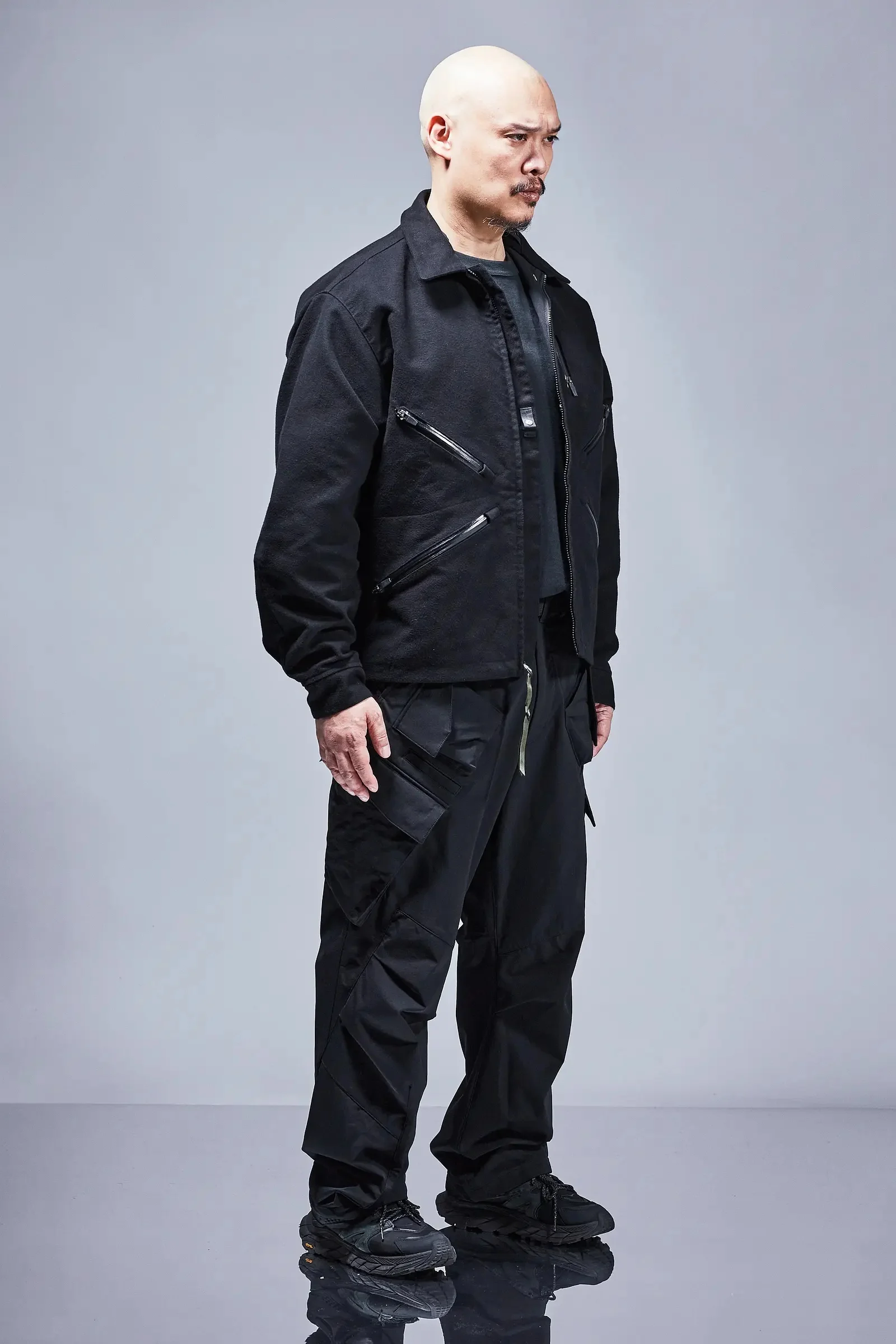 ACRONYM J121-KI Cotton Moleskin Jacket Black | REVERSIBLE