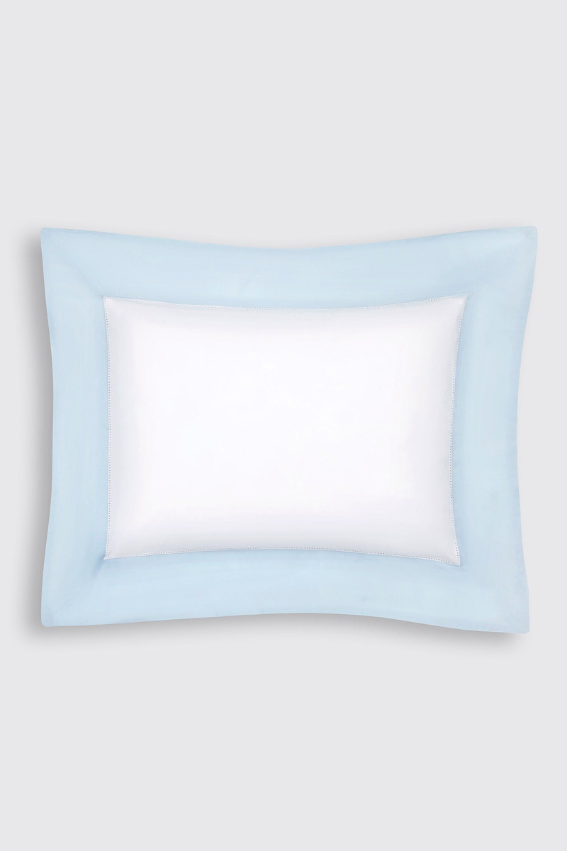 Clelia Pillow Slip in White & Blue Cotton 1