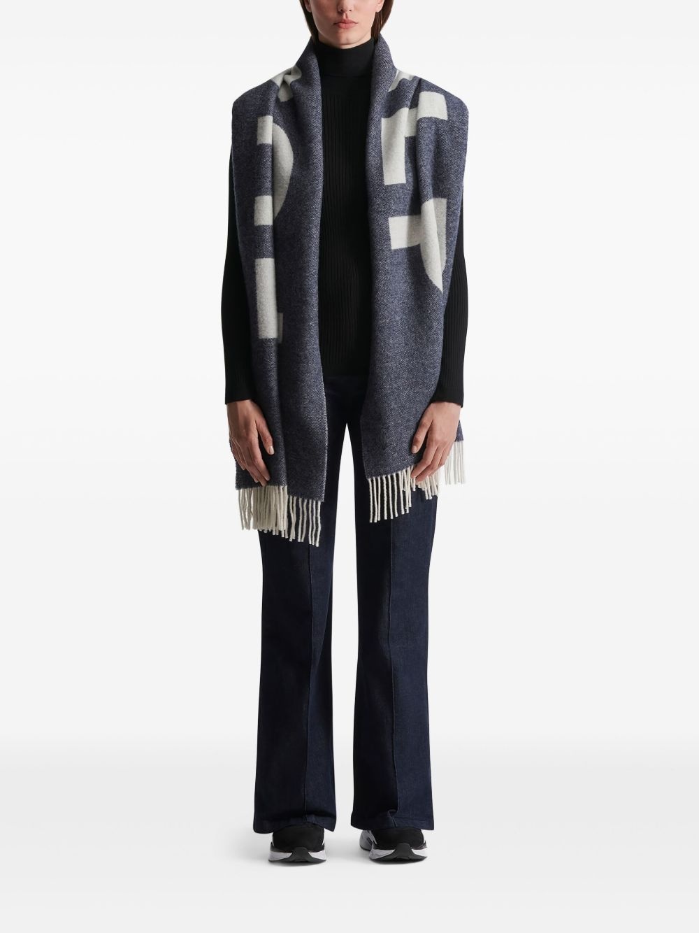 logo-jacquard scarf - 2