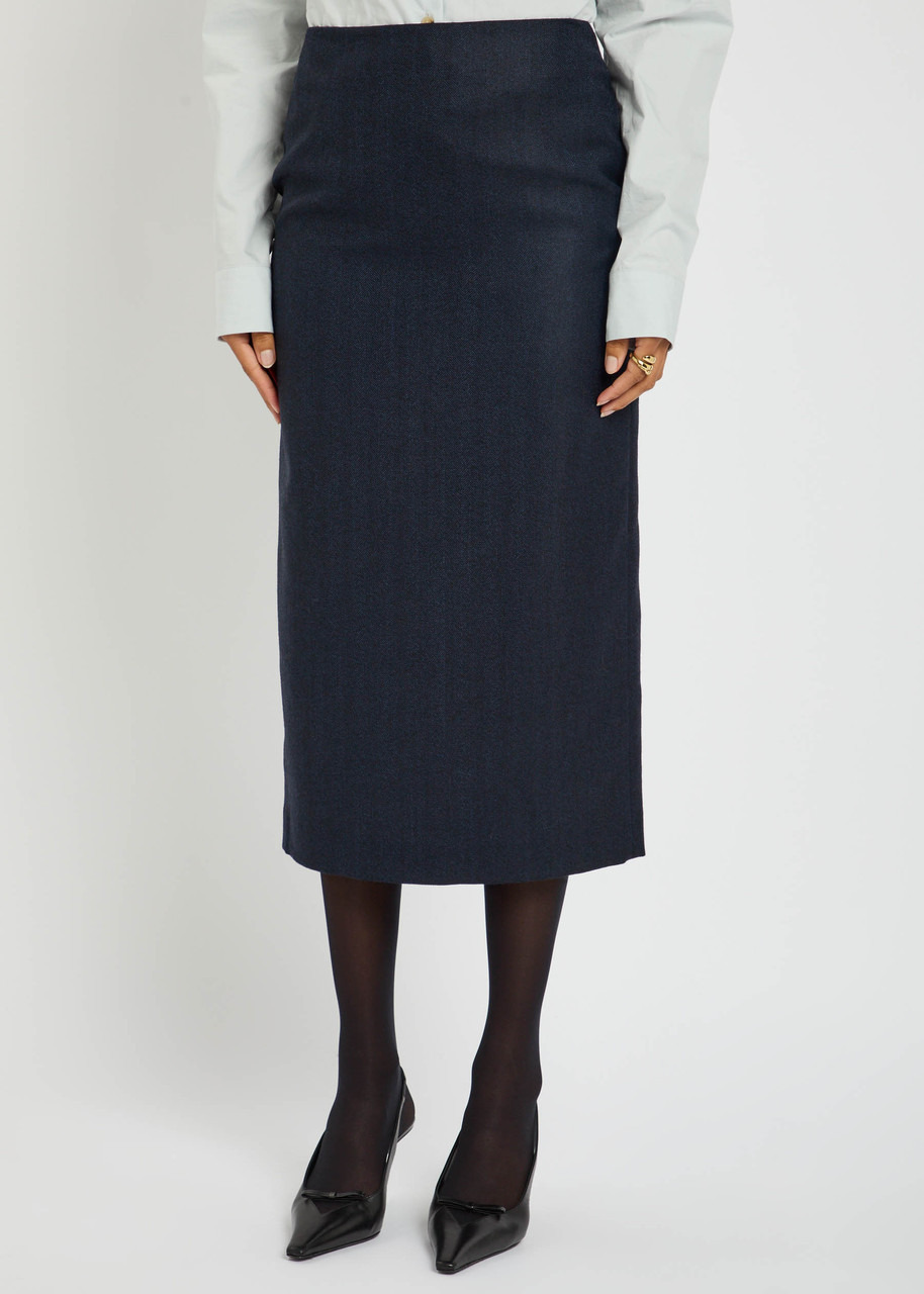 Blaze Milano Maine Sussex Longuette Wool Midi Skirt - 2